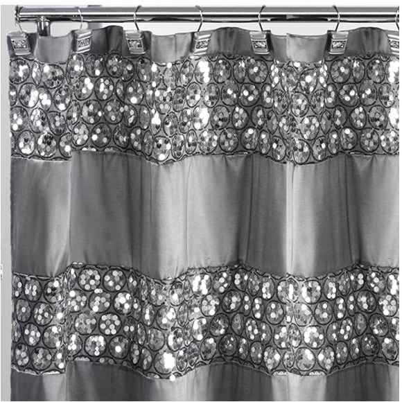 Sinatra shower curtain. 70 by 72 . Silver bling . - Picture 3 of 4